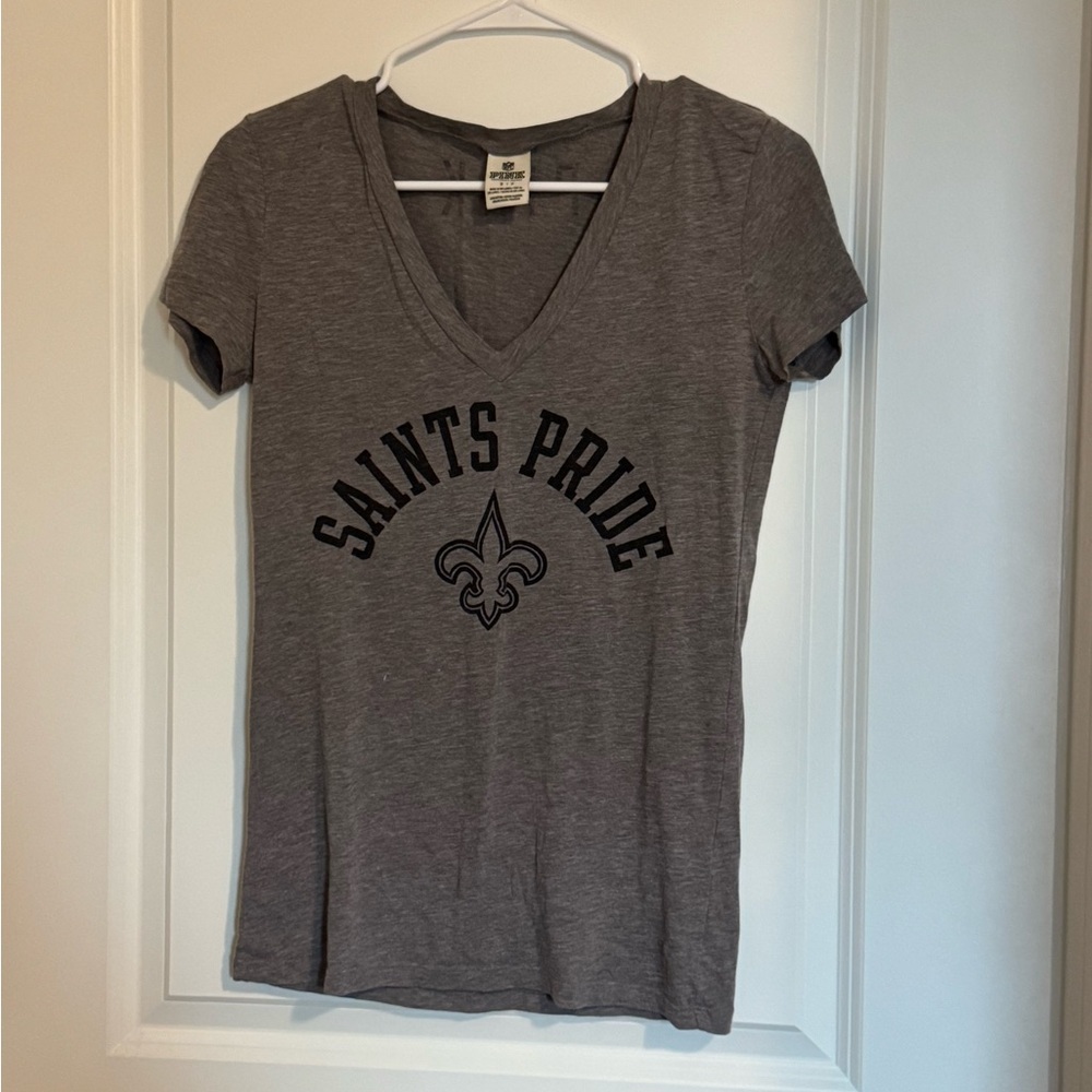 Gray New Orleans Saints Pride Casual Victoria Secret PINK brand V-Neck T-Shirt
